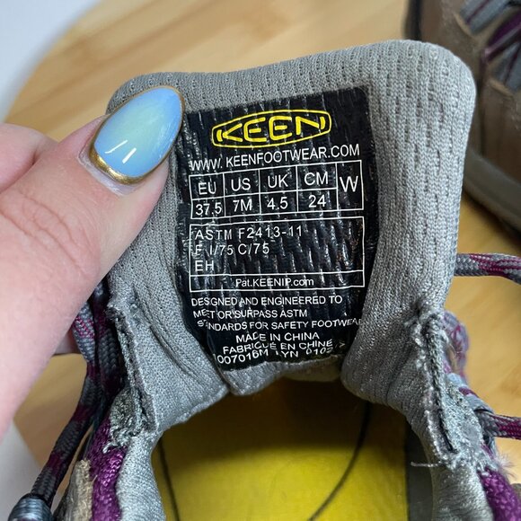 KEEN Women 7 Brown Purple Detroit Low Steel Toe Shoe Work Safety Utility Leather - Picture 9 of 9